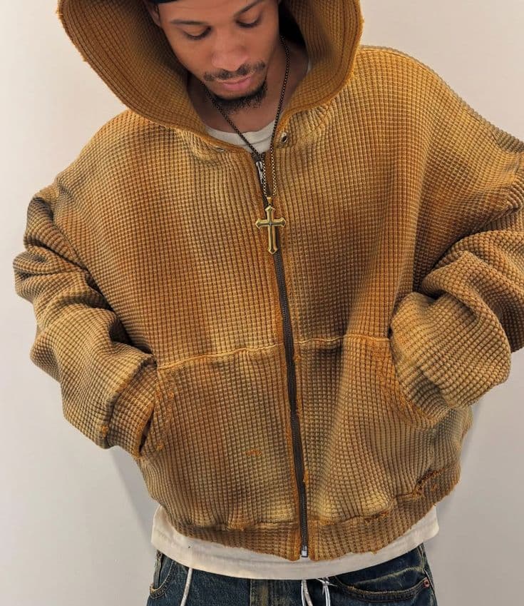 Rawform Waffle-Knit Zip Hood