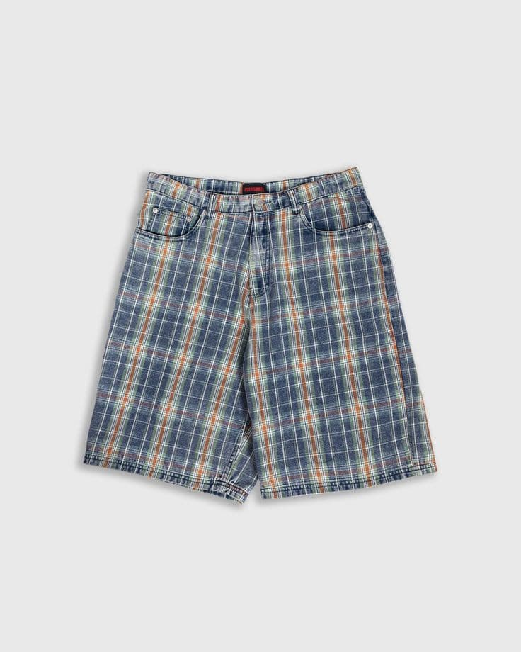 Terrain Plaid Denim Short