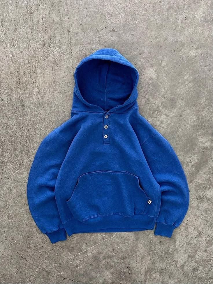 Blue Henley Hooded Sweat